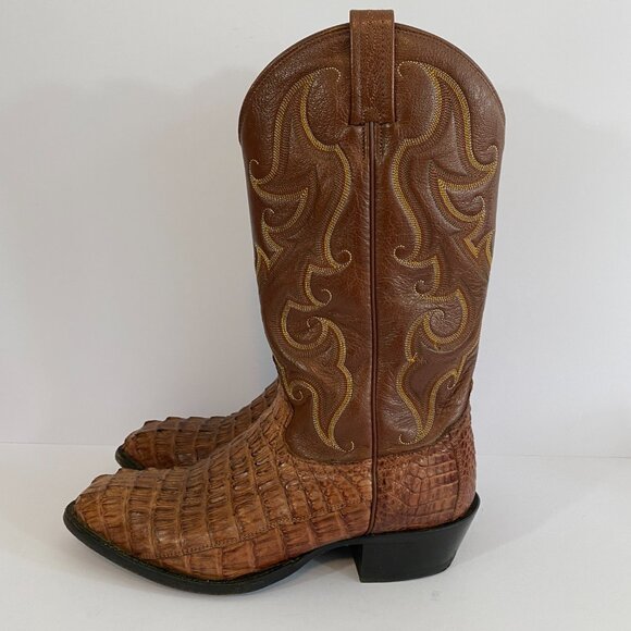 Tony Lama Royal Hornback Caiman Alligator Boots Mens 10 D Brown CZ1010 Exotic - Picture 7 of 9